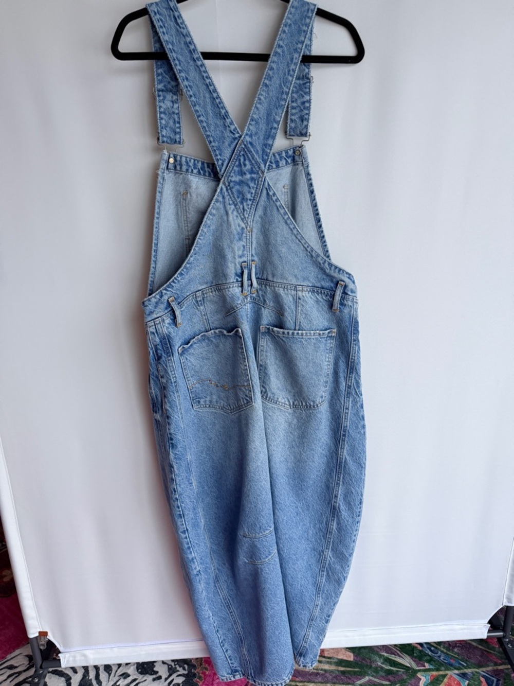 We The Free Good Luck Barrel Overalls XL – Wide Leg Denim Dungarees - Picture 11 of 12